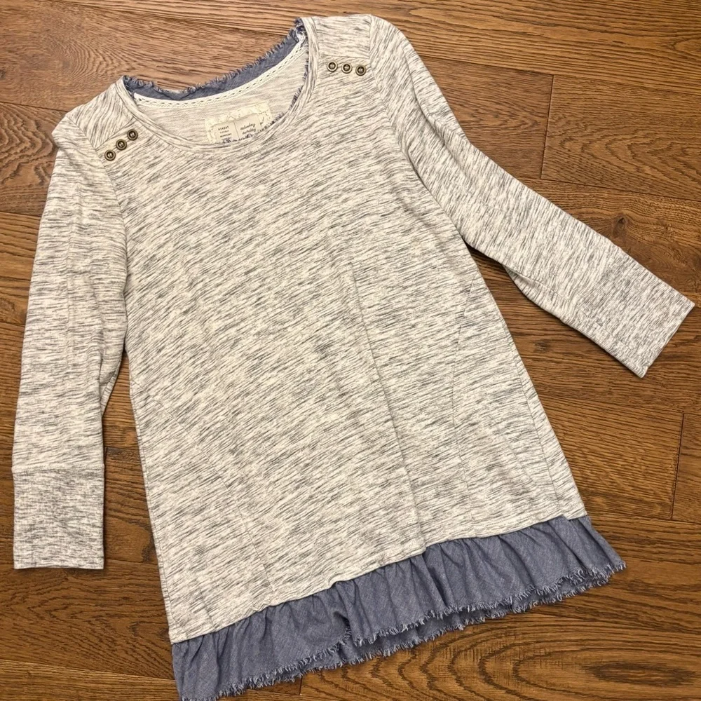 Saturday Sunday Elora Denim Ruffle Pullover Top. - Picture 8 of 8